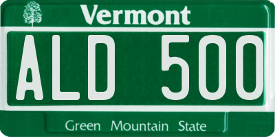 VT license plate ALD500