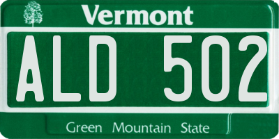 VT license plate ALD502