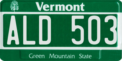 VT license plate ALD503