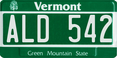VT license plate ALD542