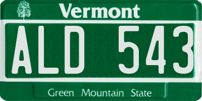 VT license plate ALD543