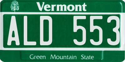 VT license plate ALD553