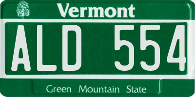 VT license plate ALD554