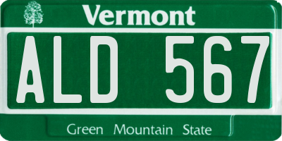 VT license plate ALD567