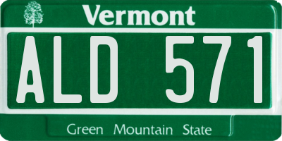 VT license plate ALD571
