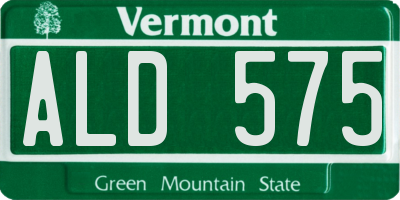 VT license plate ALD575