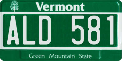 VT license plate ALD581