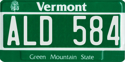 VT license plate ALD584