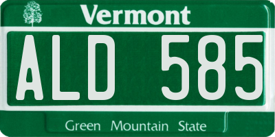VT license plate ALD585