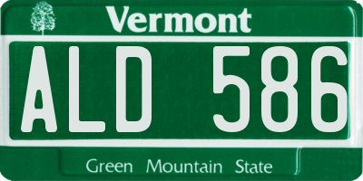 VT license plate ALD586