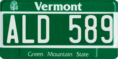 VT license plate ALD589