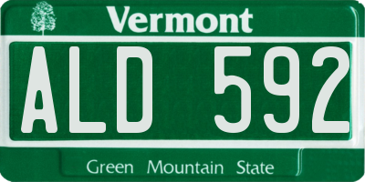 VT license plate ALD592