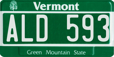 VT license plate ALD593