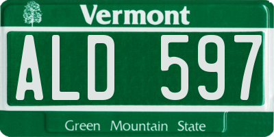 VT license plate ALD597
