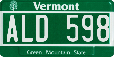 VT license plate ALD598