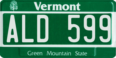 VT license plate ALD599