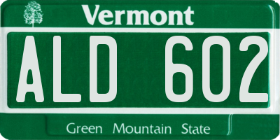 VT license plate ALD602