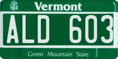 VT license plate ALD603