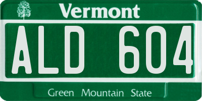 VT license plate ALD604