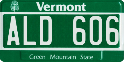 VT license plate ALD606
