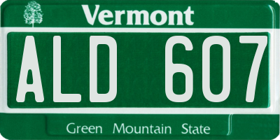 VT license plate ALD607