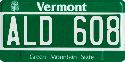 VT license plate ALD608