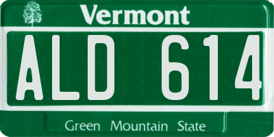 VT license plate ALD614