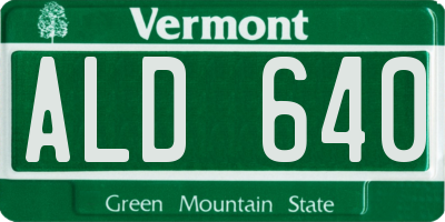 VT license plate ALD640