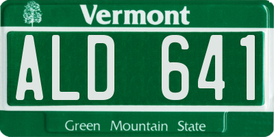 VT license plate ALD641