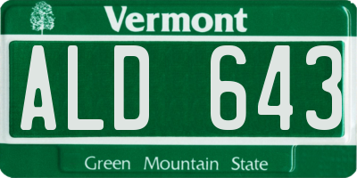 VT license plate ALD643