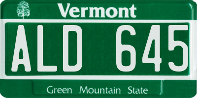 VT license plate ALD645