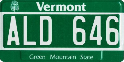 VT license plate ALD646