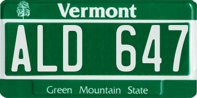 VT license plate ALD647