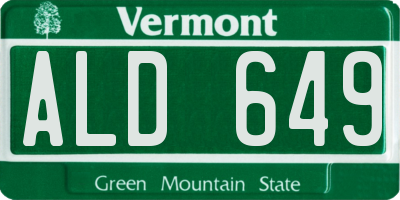 VT license plate ALD649