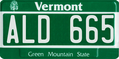 VT license plate ALD665