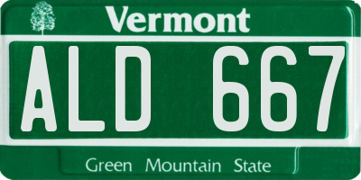 VT license plate ALD667
