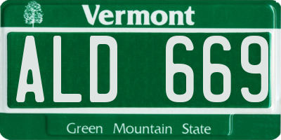 VT license plate ALD669