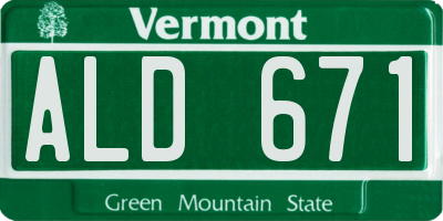 VT license plate ALD671