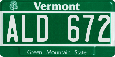 VT license plate ALD672