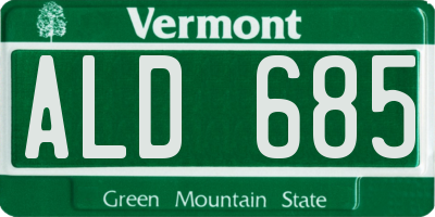 VT license plate ALD685
