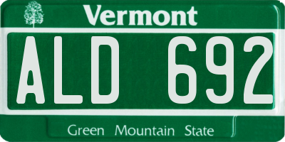 VT license plate ALD692