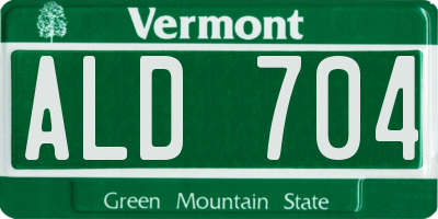 VT license plate ALD704