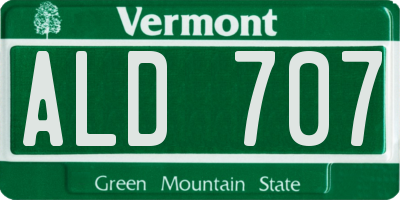 VT license plate ALD707
