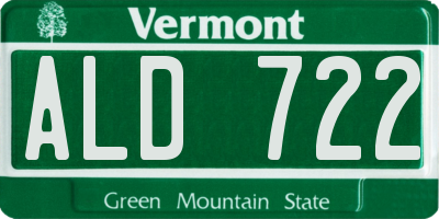 VT license plate ALD722