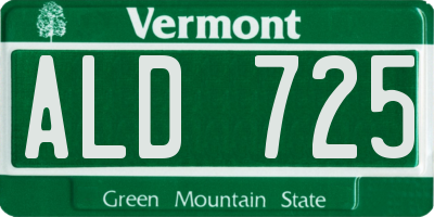 VT license plate ALD725