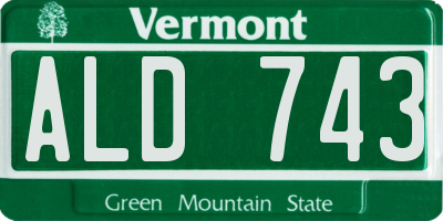 VT license plate ALD743