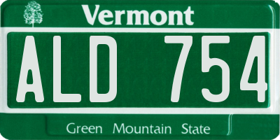 VT license plate ALD754