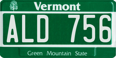 VT license plate ALD756