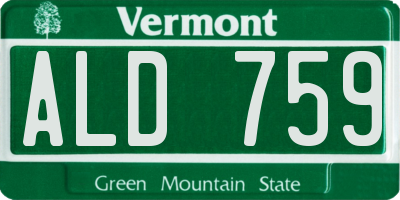 VT license plate ALD759