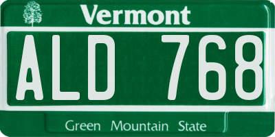VT license plate ALD768
